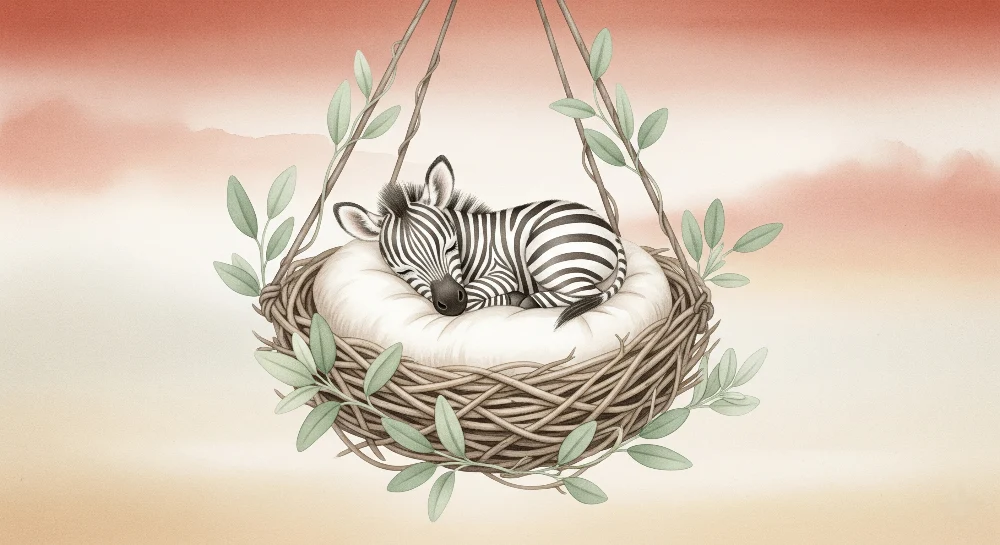 Tapety dla dzieci | Śpiący zebra w swoim gnieździe
