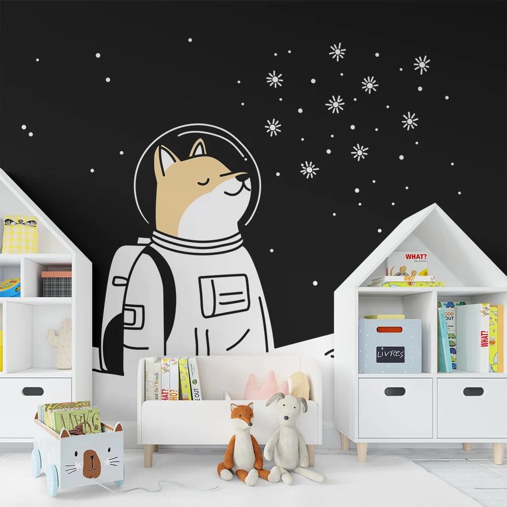 Tapety dla dzieci | Pies astronauta eksplorujący gwiaździstą przestrzeń