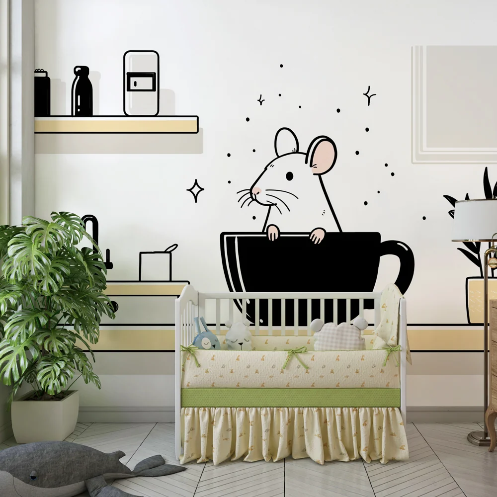 Tapety dla dzieci | Psotliwa mysz w filiżance