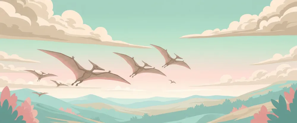 Tapety dla dzieci | Pterodaktyle latające na tle pastelowych gór