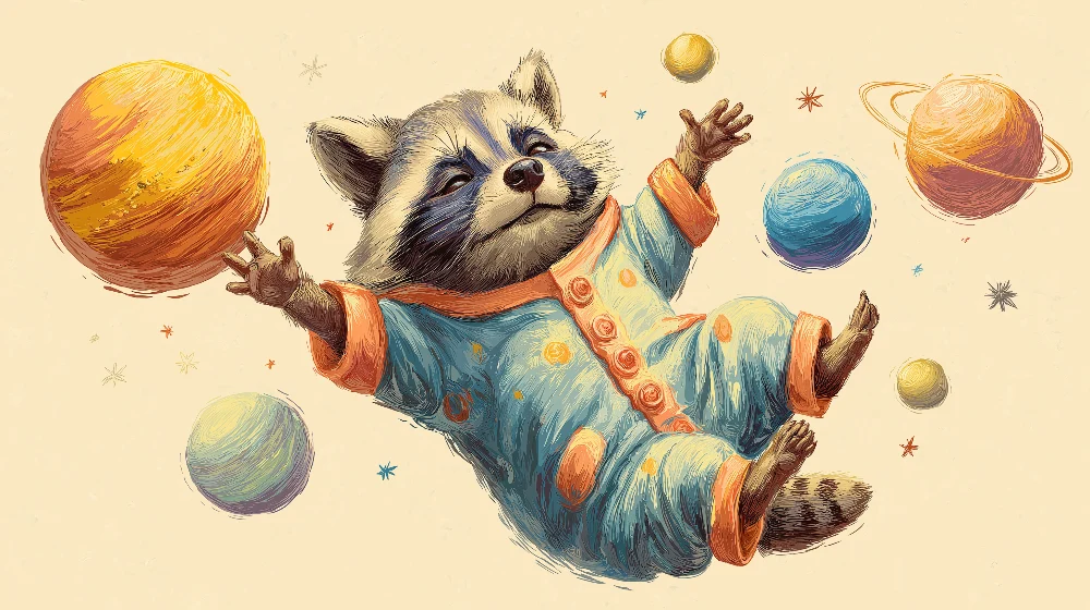 Tapety dla dzieci | Rakieta odkurzająca pływająca między planetami
