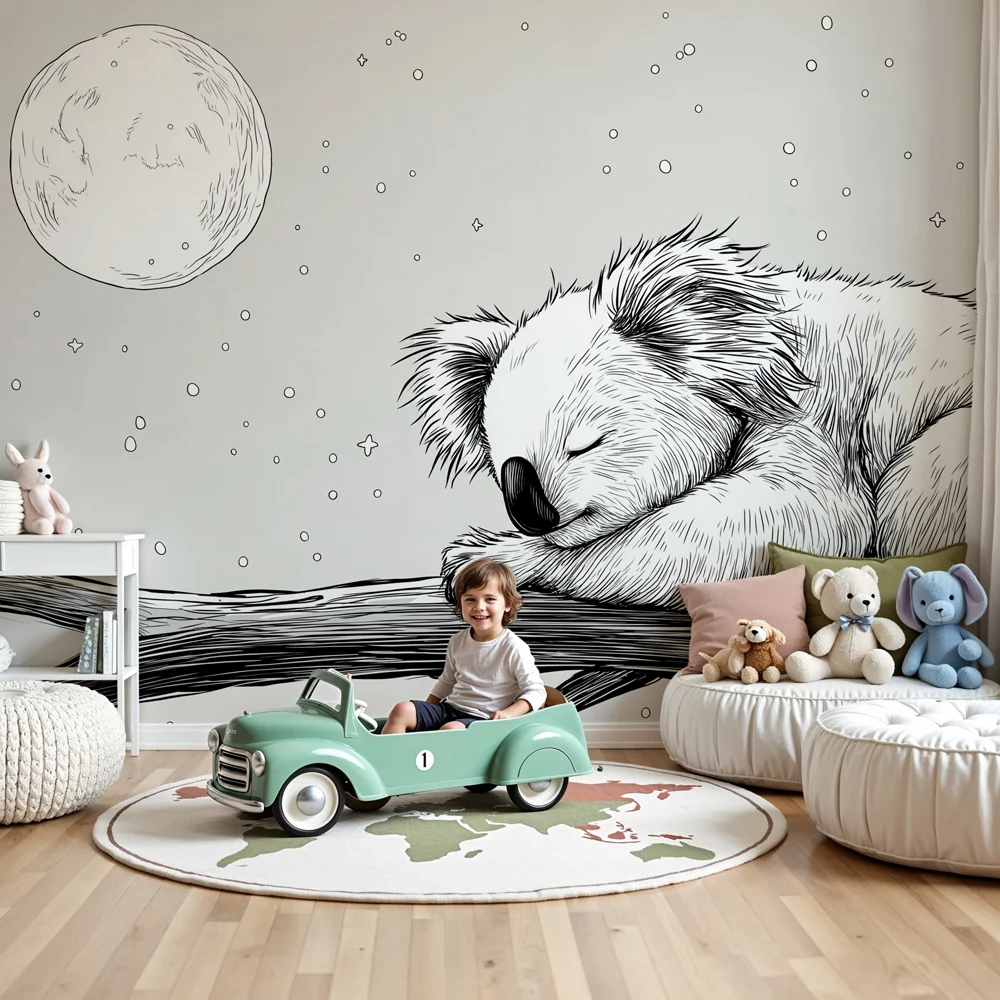 Tapety dla dzieci | Spokojny koala pod księżycem