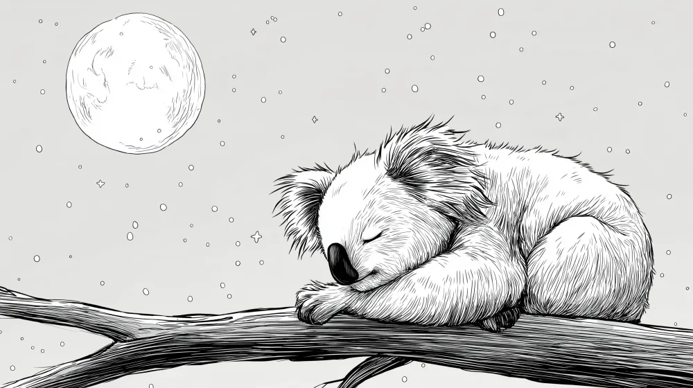 Tapety dla dzieci | Spokojny koala pod księżycem