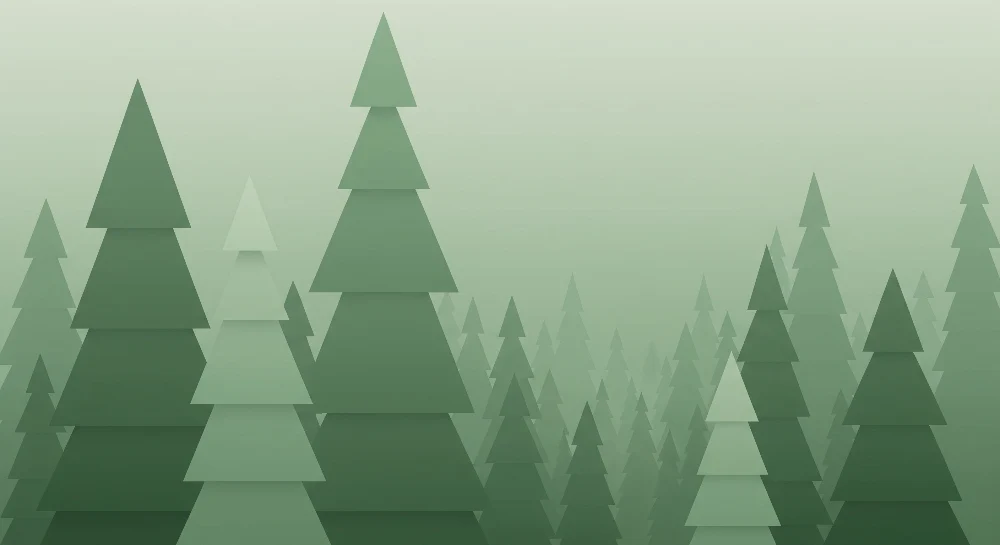 Tapety dla dzieci | Stylizowany las sosnowy w odcieniach zieleni