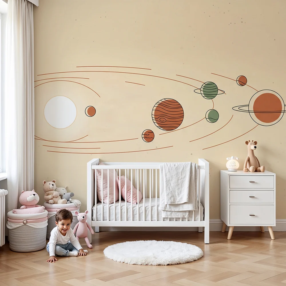 Tapety dla dzieci | Układ słoneczny z kolorowymi planetami