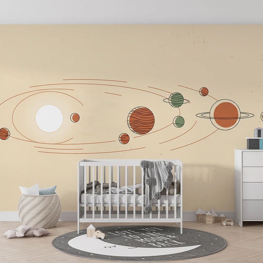Tapety dla dzieci | Układ słoneczny z kolorowymi planetami