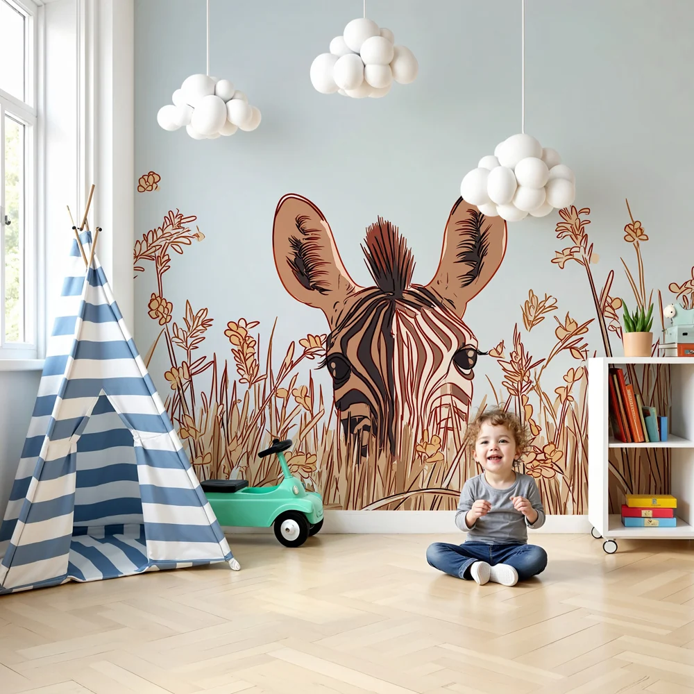 Tapety dla dzieci | Ukryty zebra w trawie