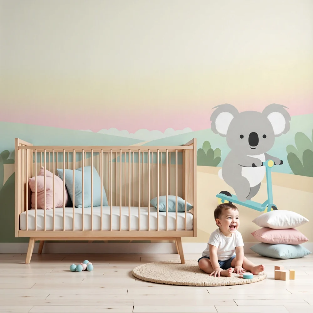 Tapety dla dzieci | Uroczy koala na hulajnodze