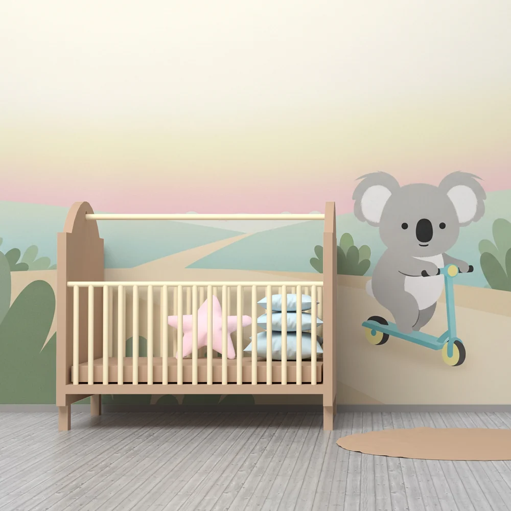 Tapety dla dzieci | Uroczy koala na hulajnodze