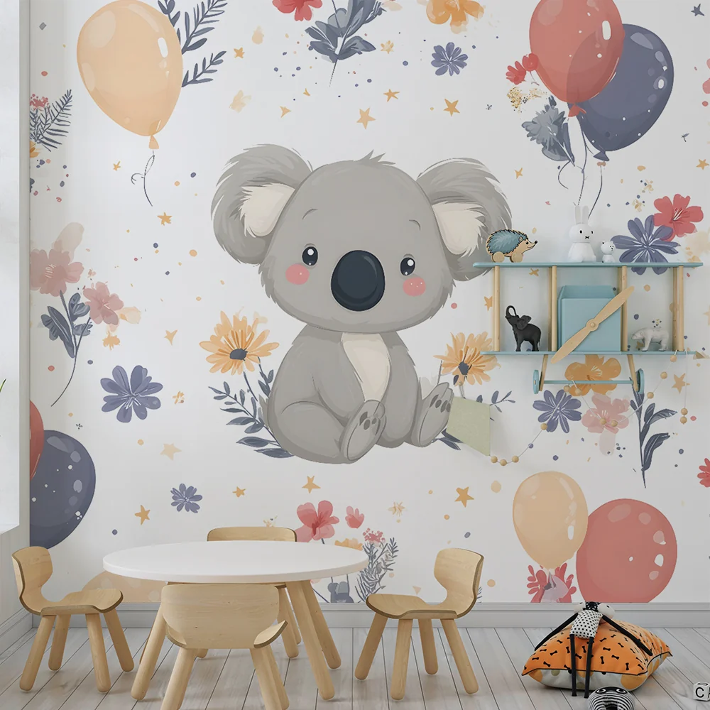 Tapety dla dzieci | Uroczy koala i kolorowe balony