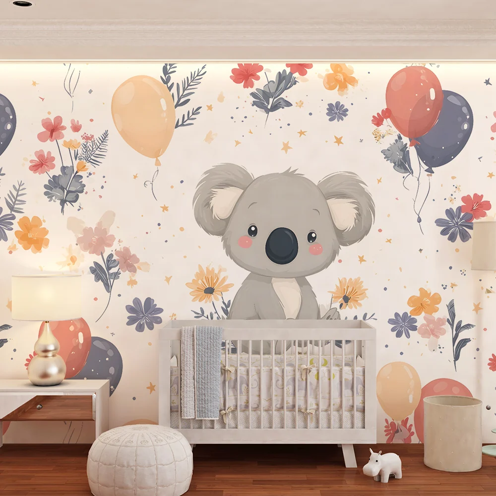 Tapety dla dzieci | Uroczy koala i kolorowe balony