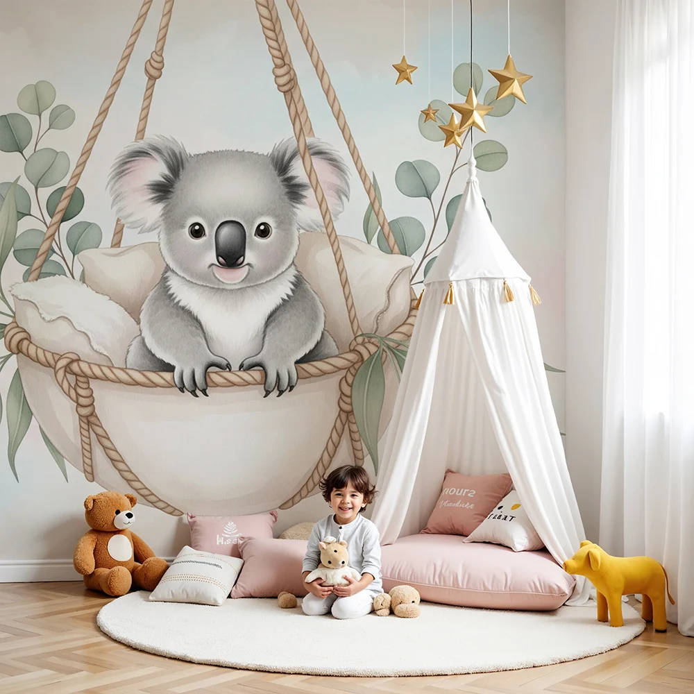 Tapety dla dzieci | Uroczy koala w koszyku
