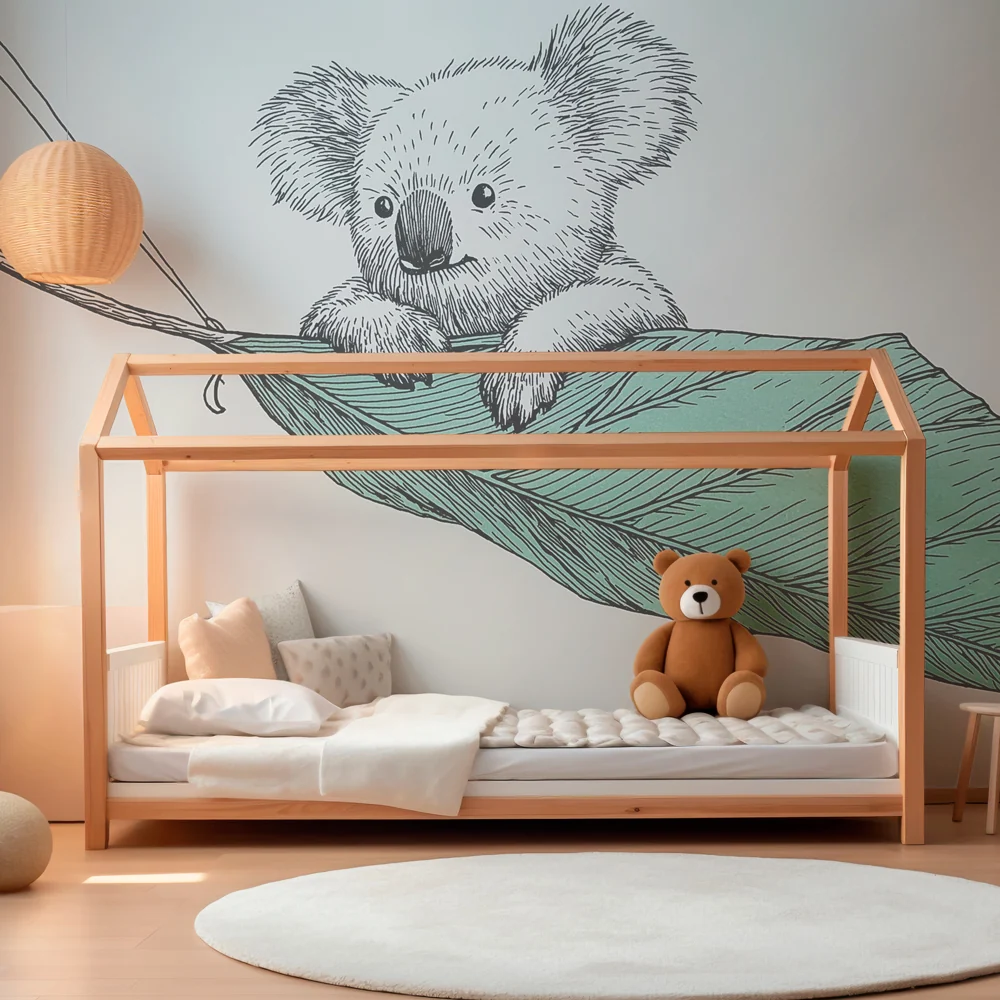 Tapety dla dzieci | Uroczy koala na liściu