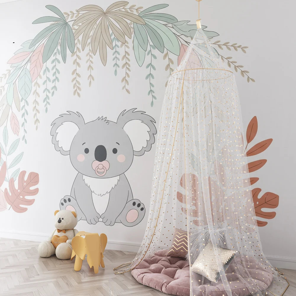 Tapety dla dzieci | Uroczy koala i tropikalna roślinność