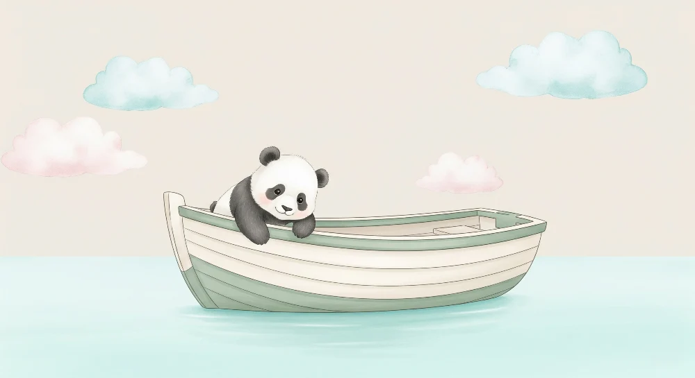 Tapety dla dzieci | Uroczy panda na łódce