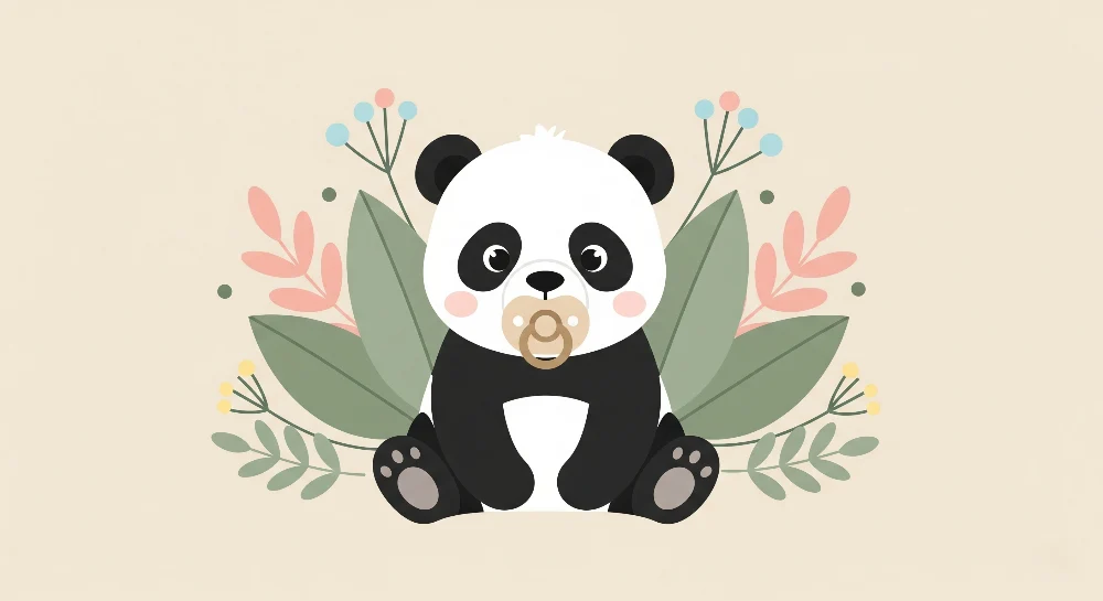 Tapety dla dzieci | Uroczy panda i pastelowe kwiaty