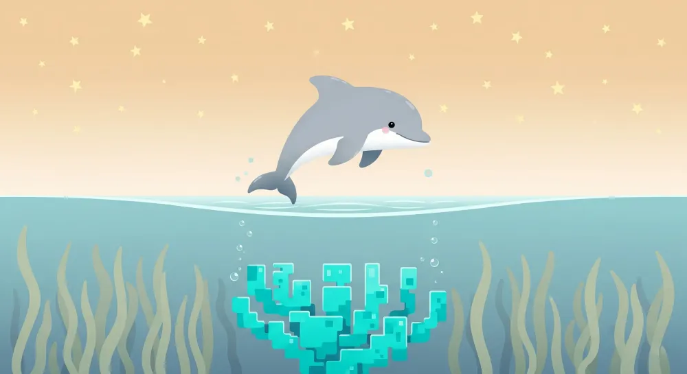 Tapety dla dzieci | Wesoły delfin i kolorowe rafy