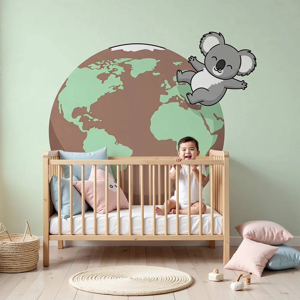Tapety dla dzieci | Wesoły koala na kuli ziemskiej