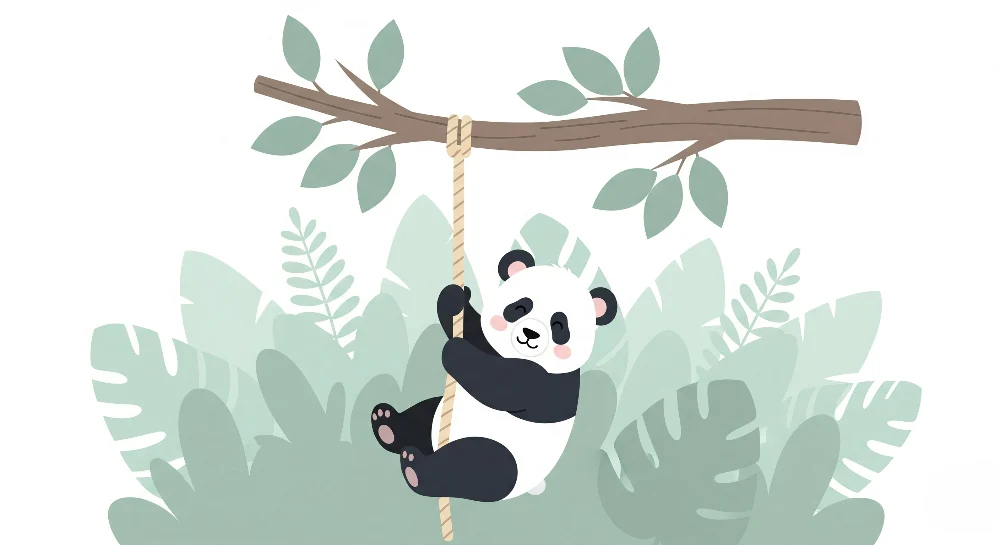 Tapety dla dzieci | Wesoły panda w dżungli