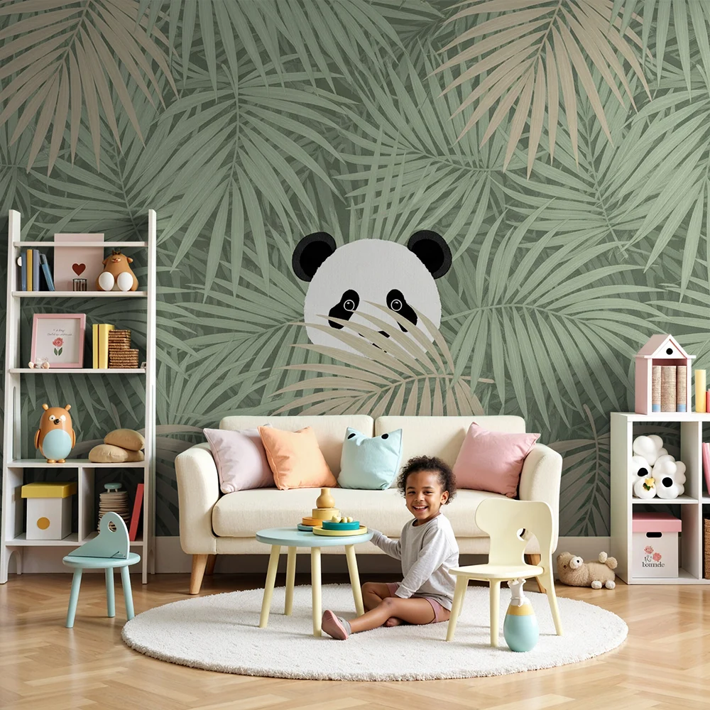 Tapety dla dzieci | Wesoły panda pośród palm