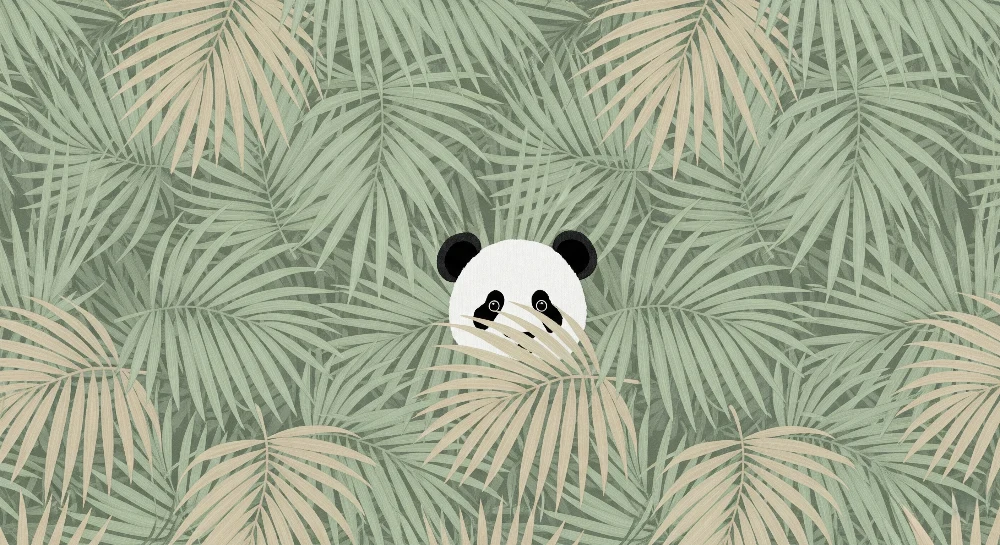 Tapety dla dzieci | Wesoły panda pośród palm