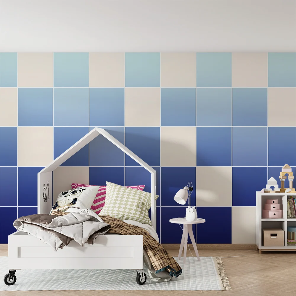 Tapety dla dzieci | Wzór geometryczny ombre niebieski i biały