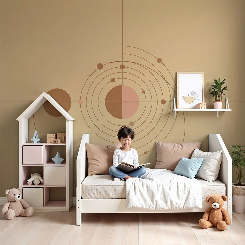 Tapety dla dzieci | Wzór geometryczny z orbitami i delikatnymi kolorami