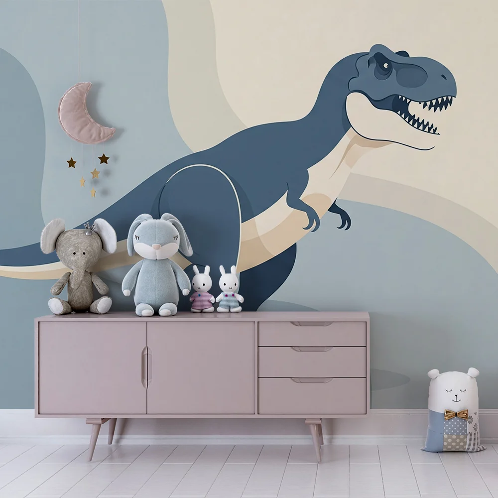 Tapety dla dzieci | Zabawny tyranozaur na miękkim tle