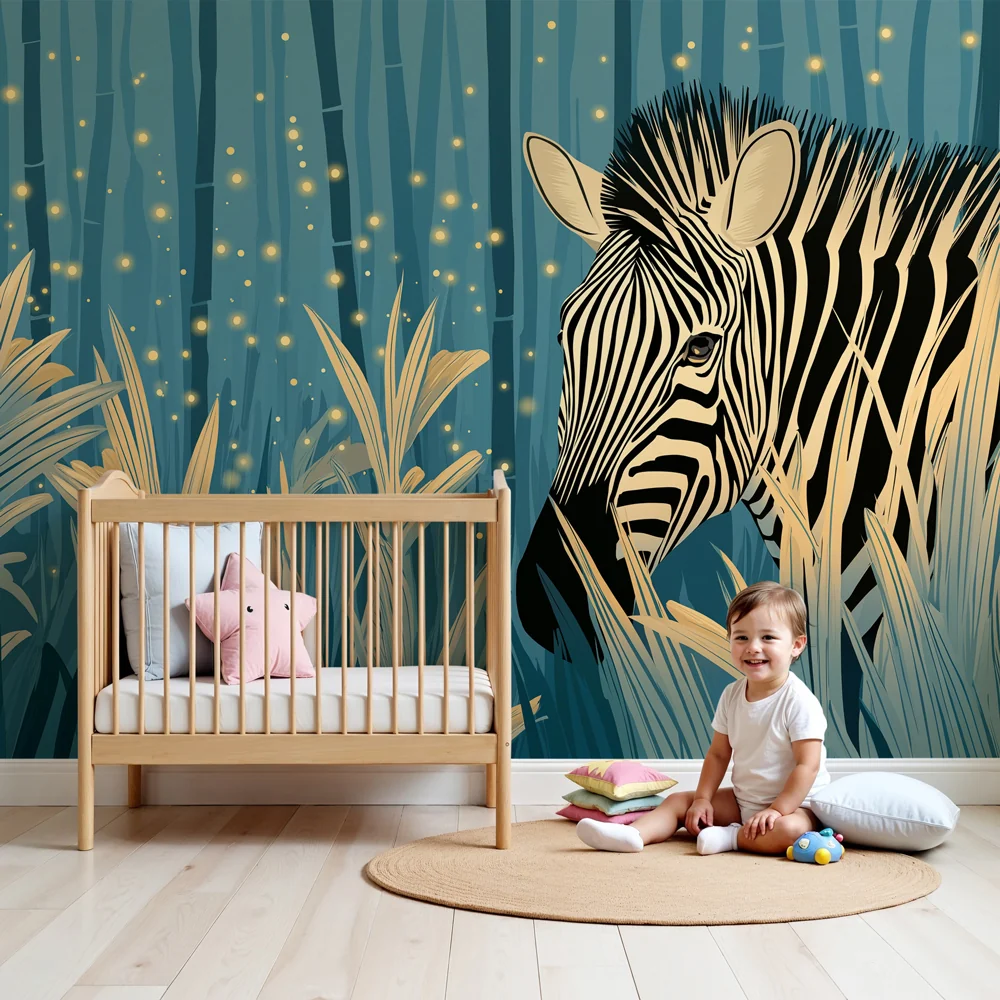 Tapety dla dzieci | Zebra w czarującej dżungli
