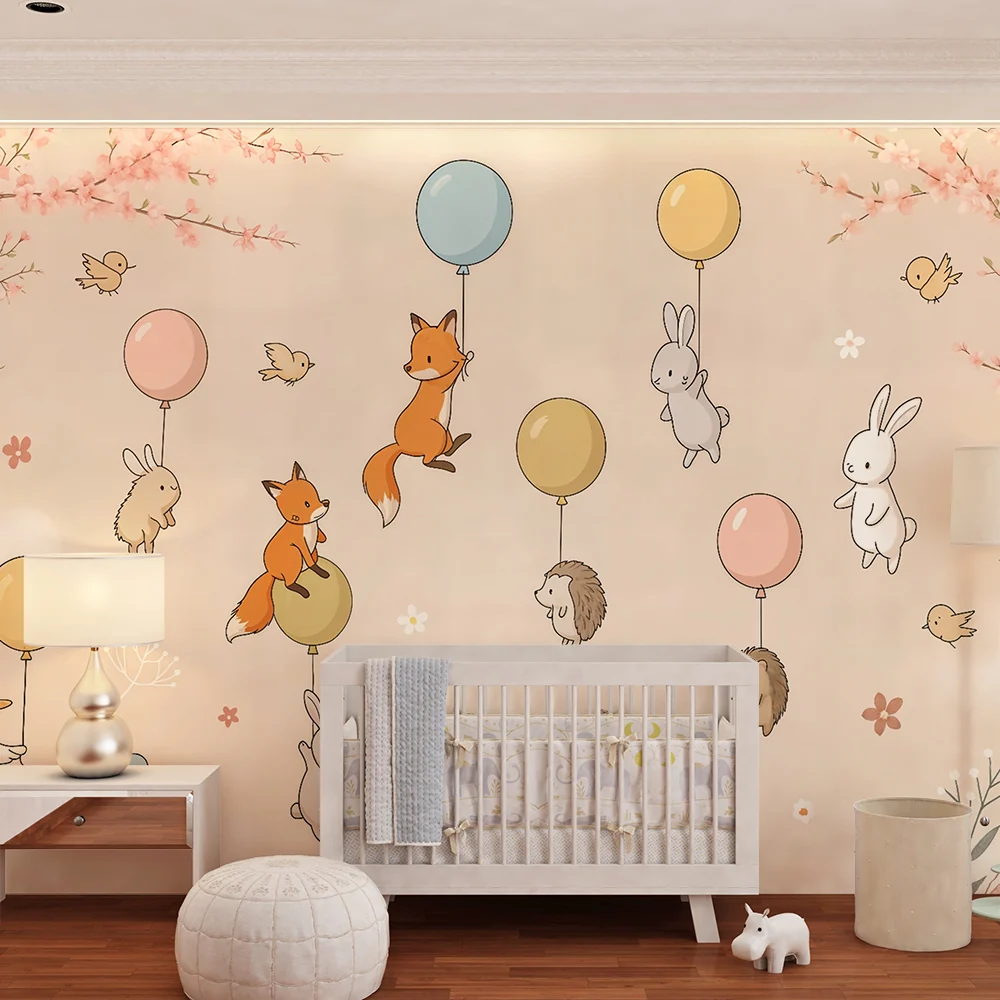 Tapety dla dzieci zwierzęta i balony | Dziecięcy i poetycki design