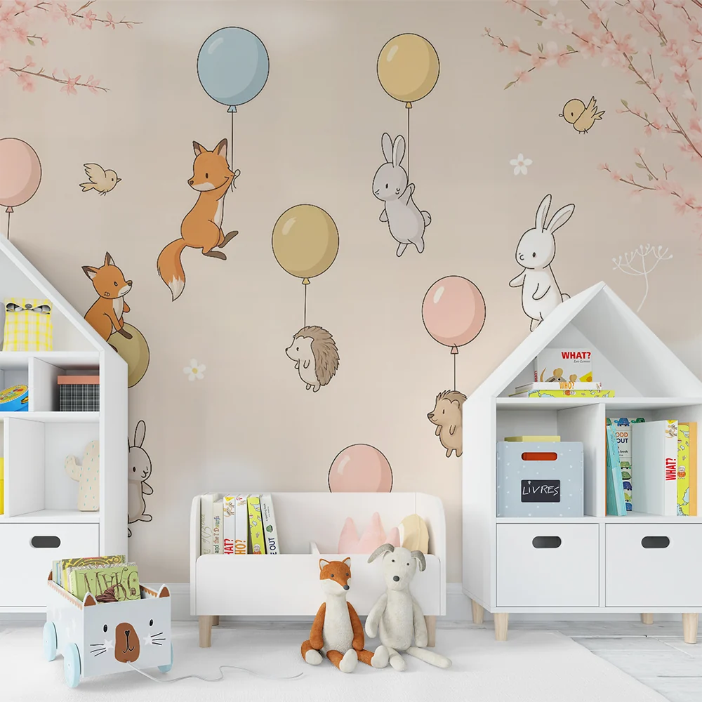 Tapety dla dzieci zwierzęta i balony | Dziecięcy i poetycki design