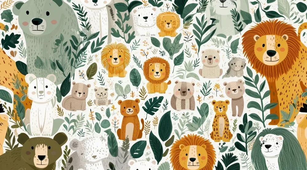 Tapety dla dzieci zwierzęta leśne | Kolorowe i zabawne ilustracje