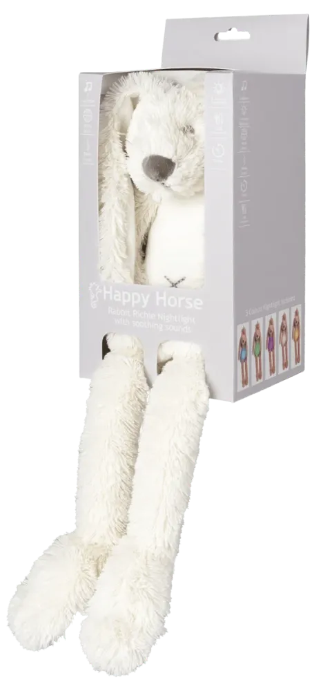 Happy Horse Przytulny królik Richie z kości słoniowej z lampką nocną i dźwiękiem 34 cm