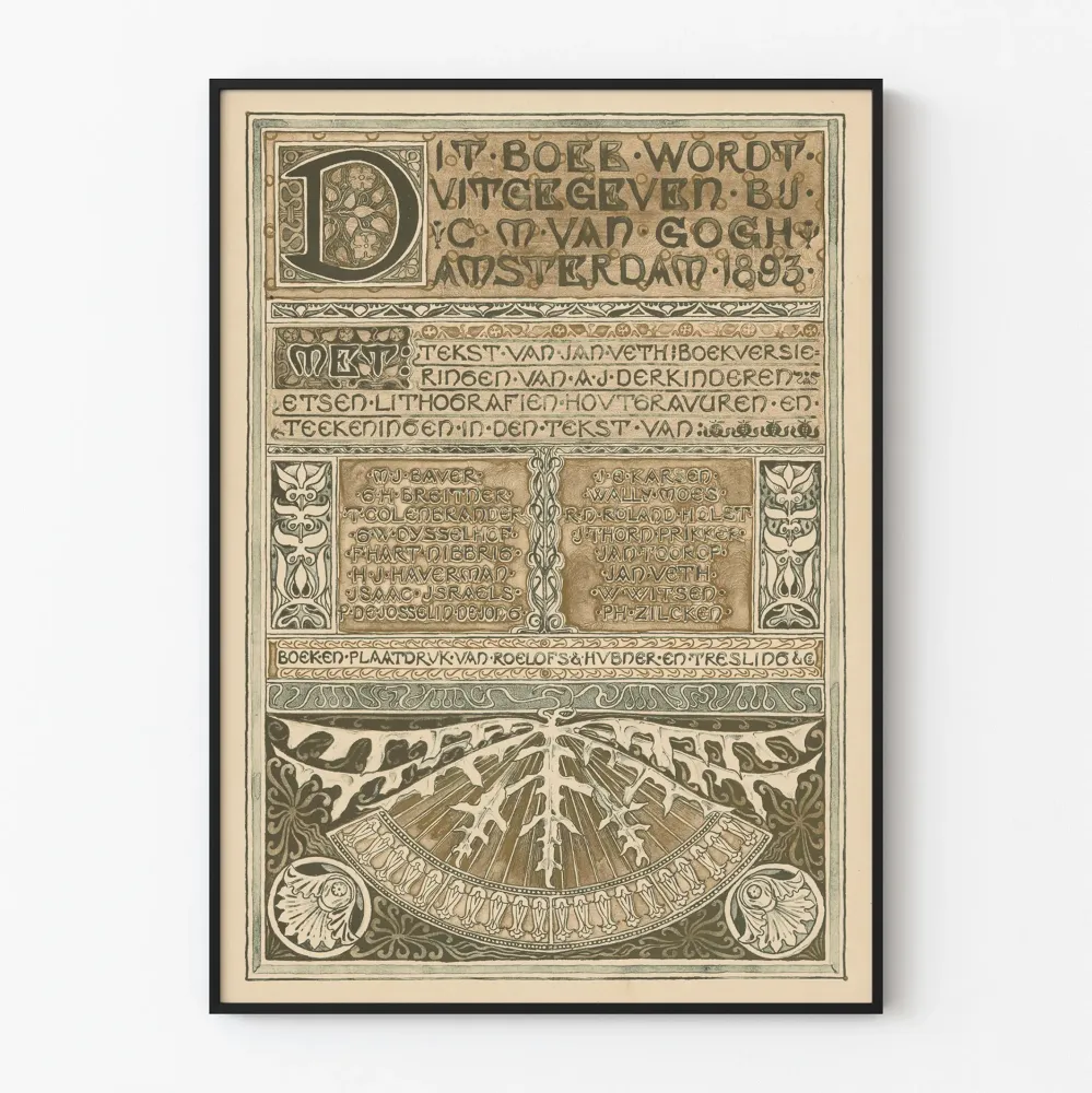 Vintage holenderski plakat z 1893 roku, dekoracyjny do dekoracji ściennych artystycznych