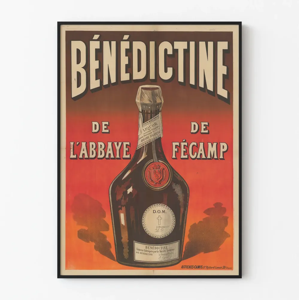 Vintage plakat Bénédictine z opactwa w Fécamp - Retro dekoracja ścienna