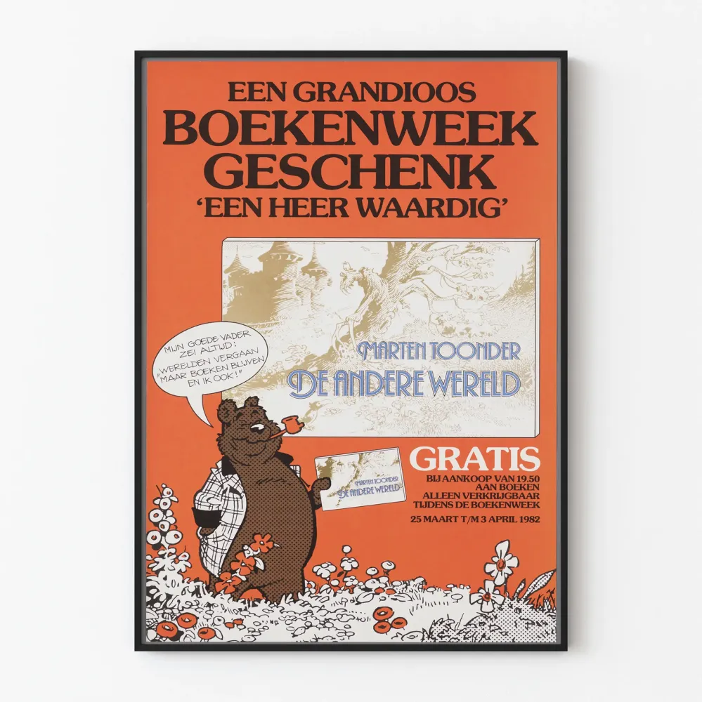 Vintage plakat Boekenweek prezent 1982 - Oryginalna dekoracja ścienna