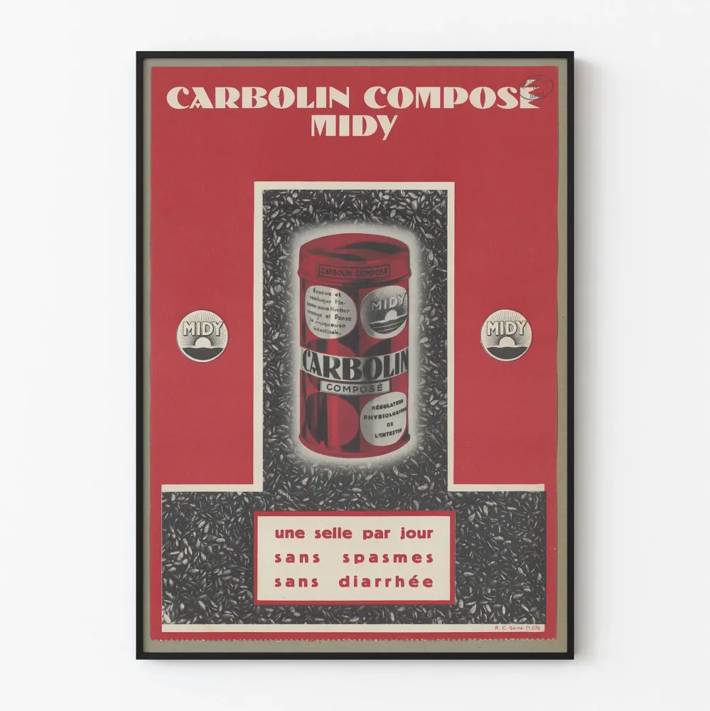 Vintage plakat Carbolin Composé Midy dekoracja ścienna zdrowie jelit