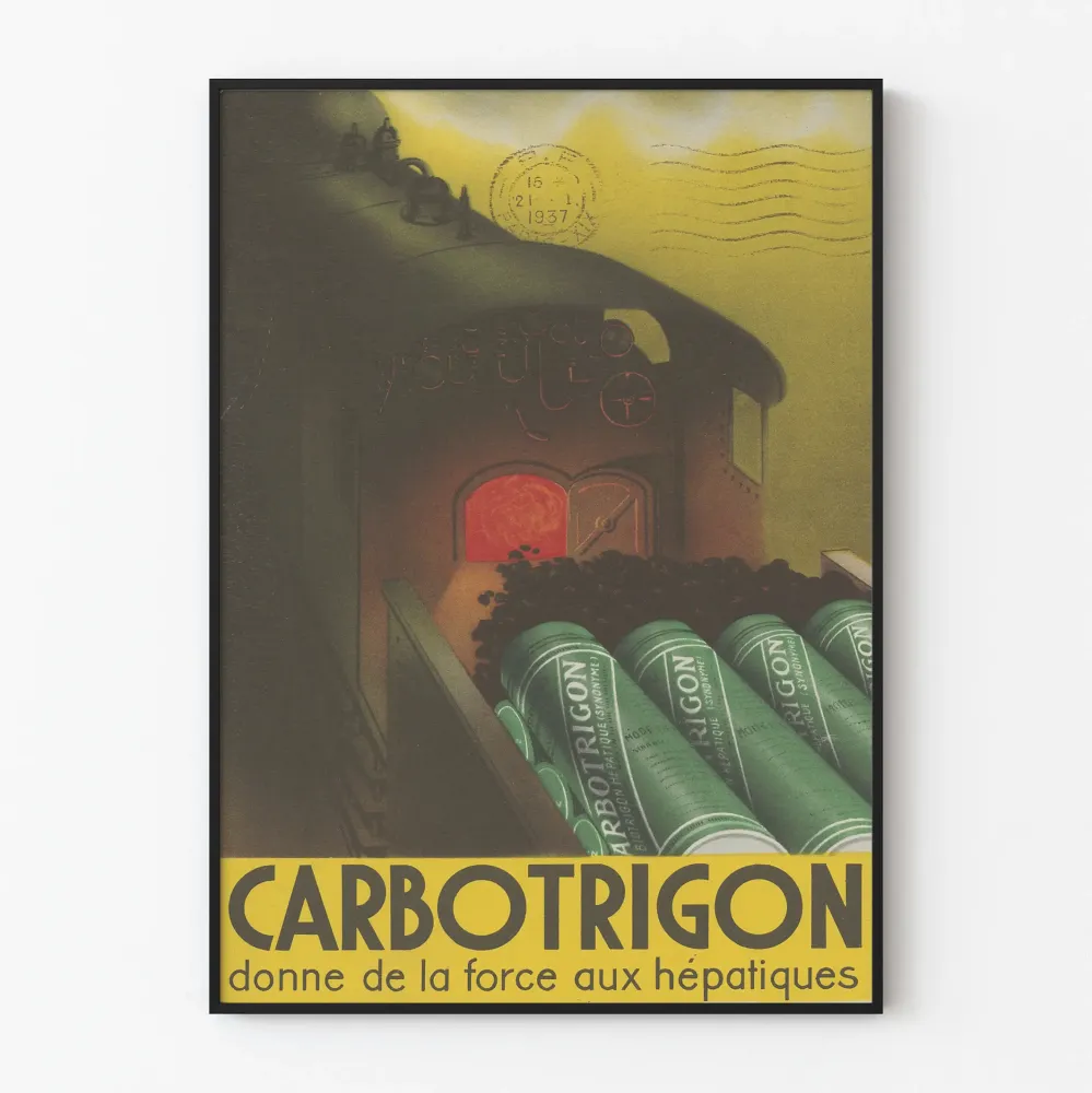 Vintage plakat Carbotrigon do dekoracji ściennych w stylu industrialnym