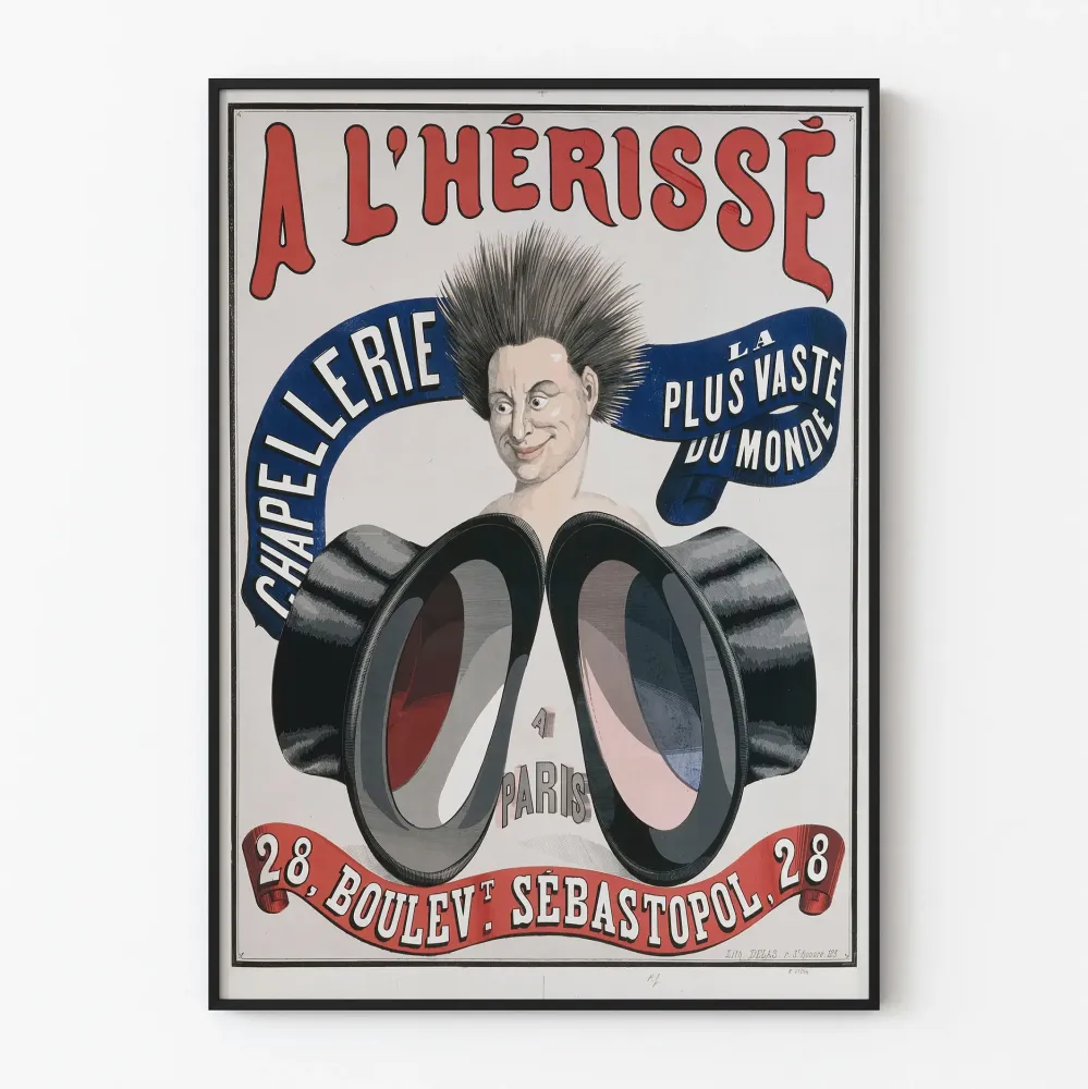 Vintage plakat Chapellerie L'Hérissé - Oryginalna dekoracja ścienna