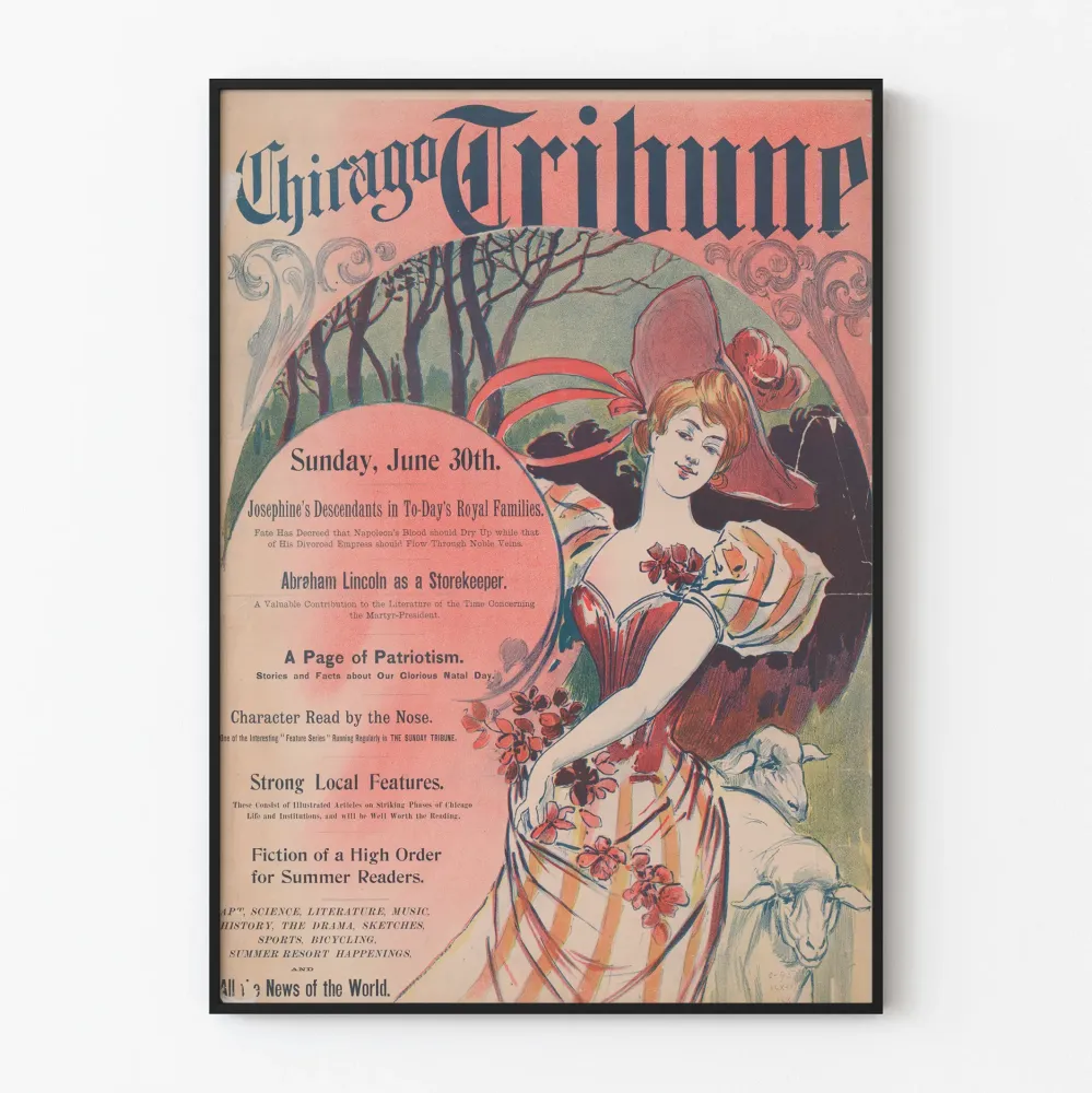 Vintage plakat Chicago Tribune z 30 czerwca – elegancka i historyczna dekoracja ścienna