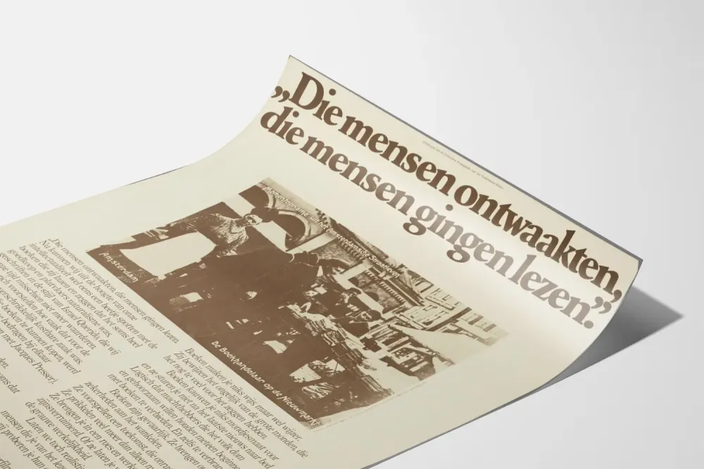 Vintage plakat ścienny holenderski "Ludzie się obudzili, ludzie zaczęli czytać"