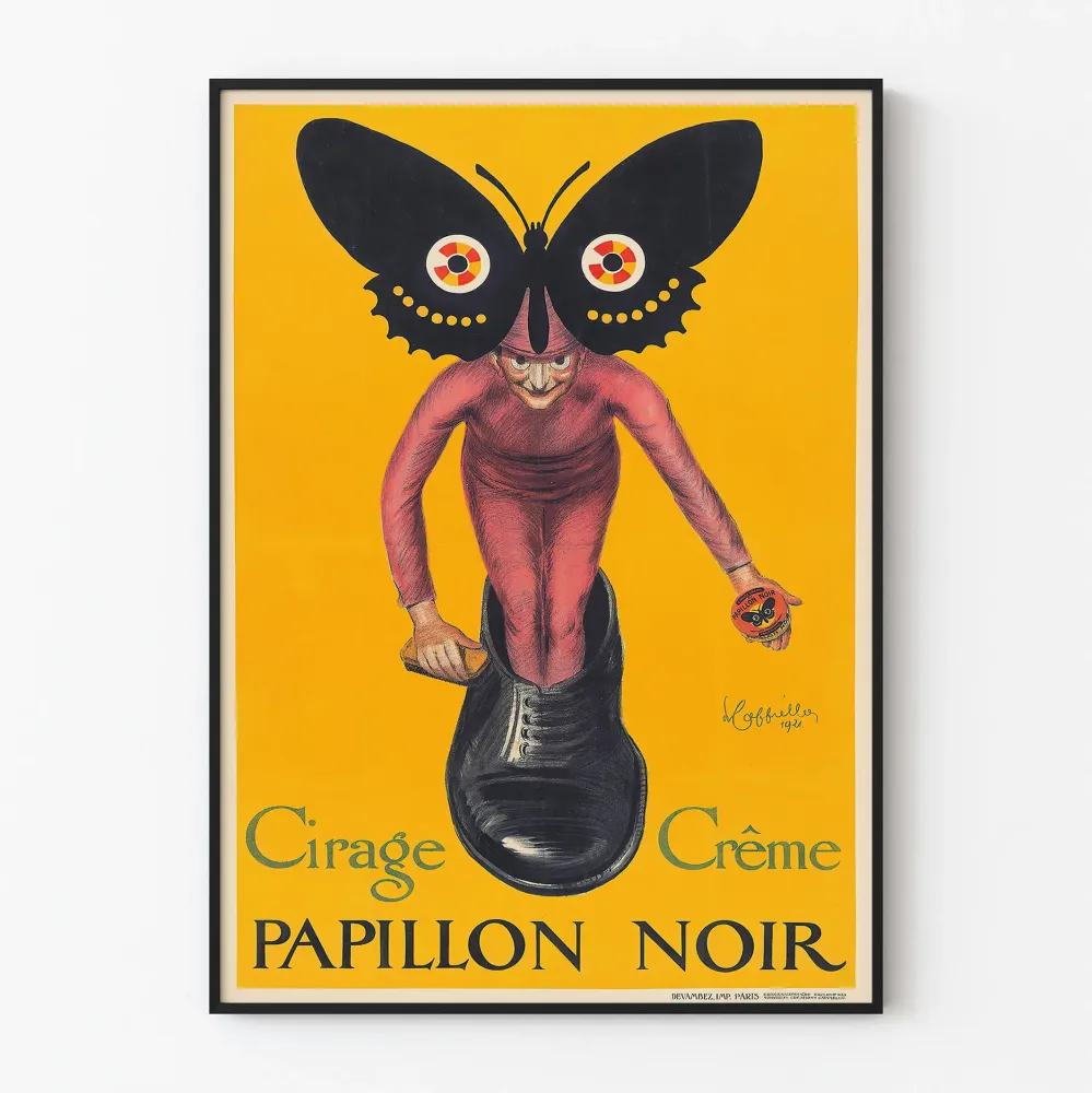 Vintage plakat Cirage Crème Papillon Noir – Oryginalna dekoracja ścienna
