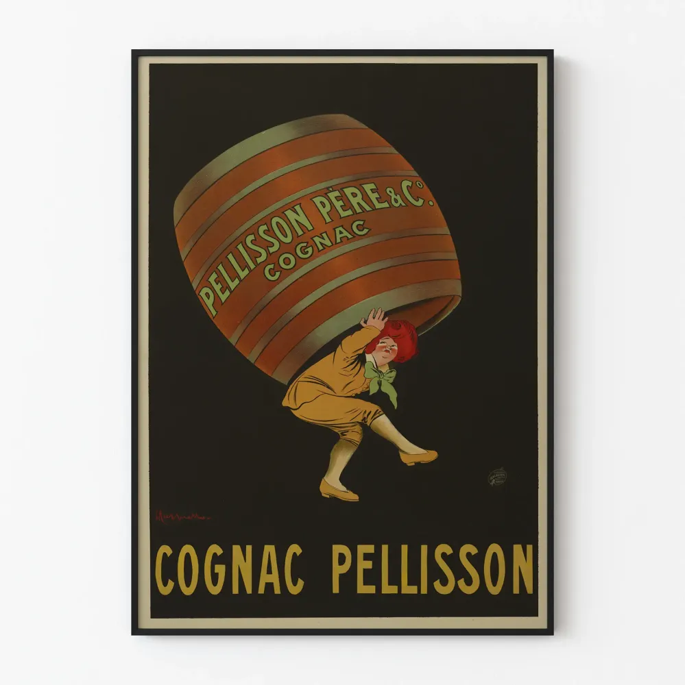 Vintage plakat Cognac Pellisson do dekoracji ściennej