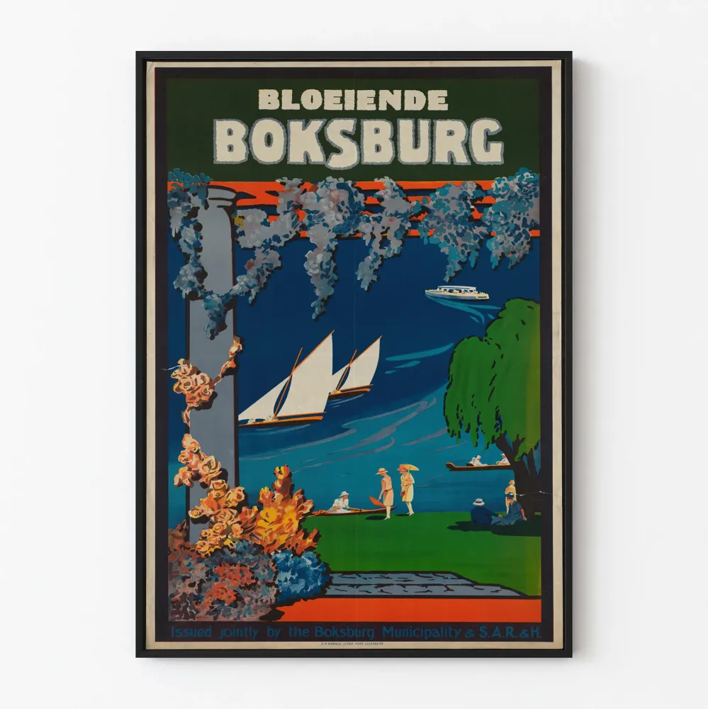 Vintage plakat dekoracji ściennej Bloeinde Boksburg - kwiatowy i morski plakat