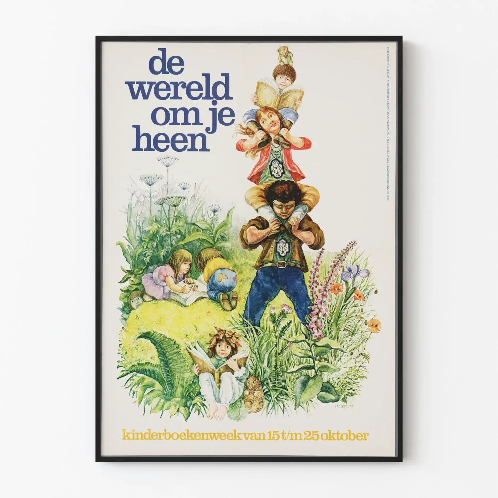 Vintage plakat dekoracji ściennej dla dzieci "De Wereld Om Je Heen"
