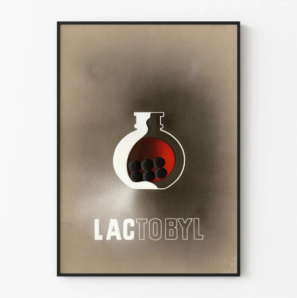 Vintage plakat dekoracyjny Lactobyl w stylu minimalistycznym