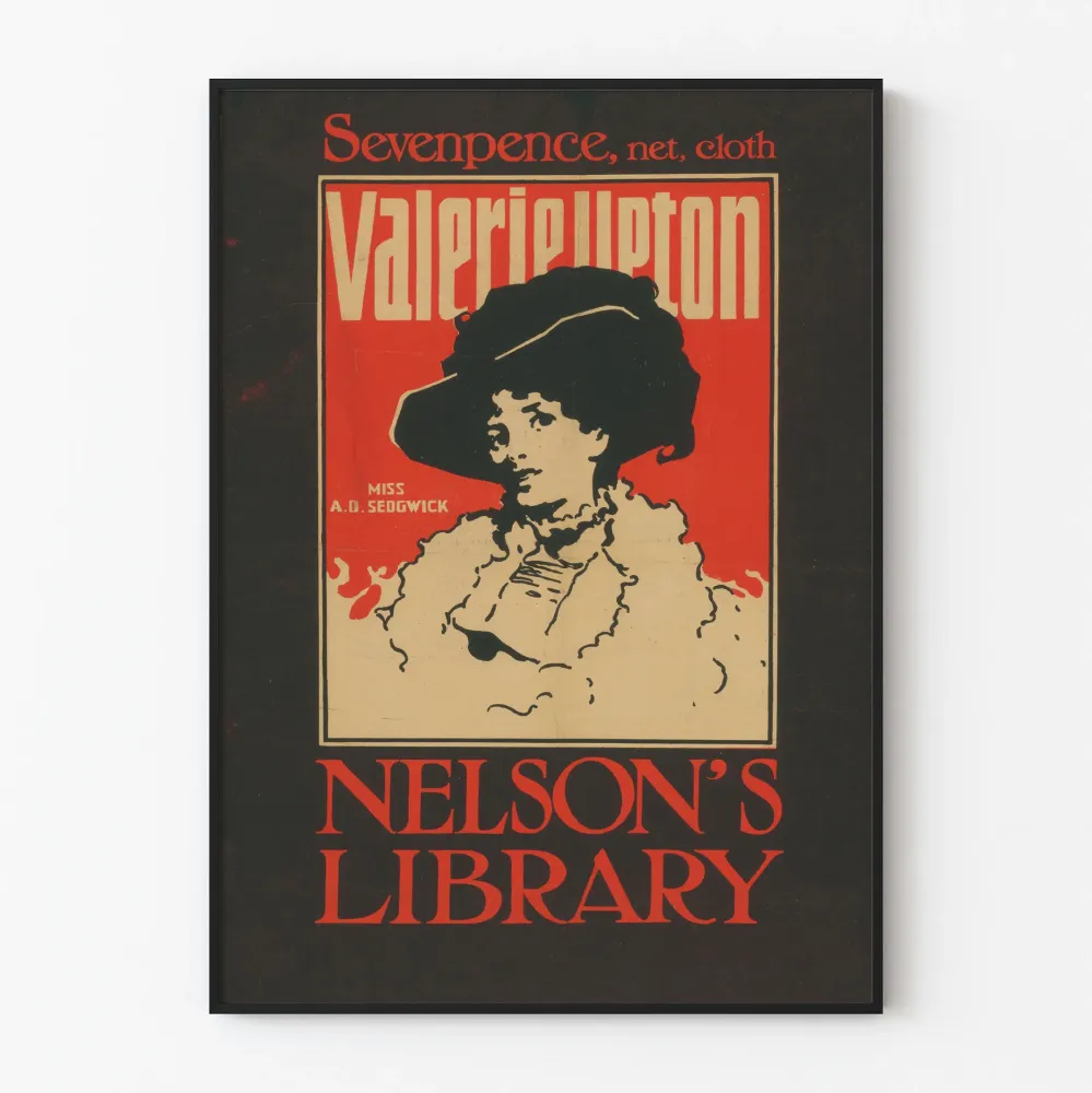Vintage plakat dekoracyjny Valerie Upton Miss .D. Sedgwick do Nelson's Library