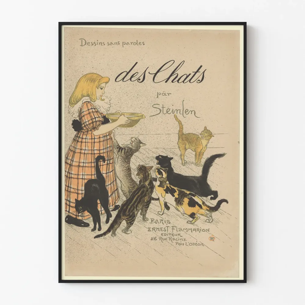 Vintage plakat „Des Chats” autorstwa Steinlena do dekoracji ścian