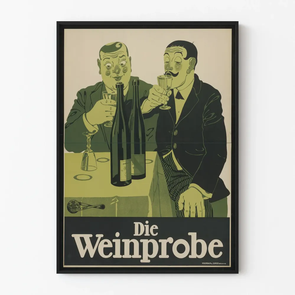 Vintage plakat Die Weinprobe – Elegancka dekoracja ścienna na temat degustacji wina