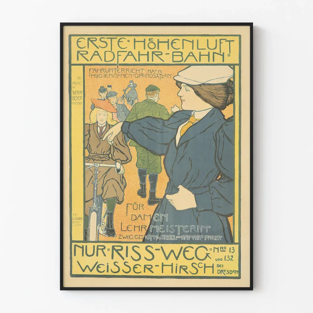 Vintage plakat edukacyjny dla kobiet rowerowych